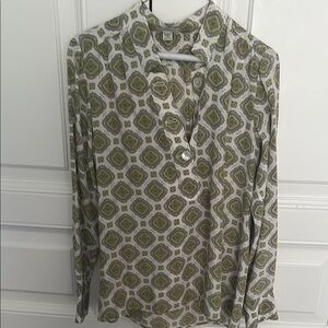 jcrew silk Patterned Long Sleeve Blouse